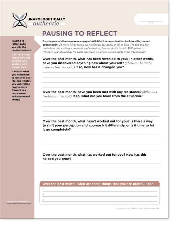 UA WORKSHEETS - UNAPOLOGETICALLY authentic